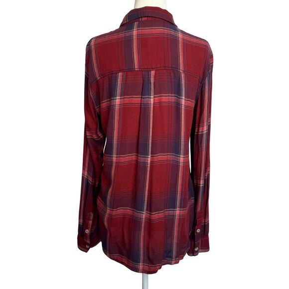 Jessica Simpson Red Plaid Button-Up Shirt - Size M - Picture 2 of 7